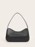 Solid Buckle Decor Shoulder Bag