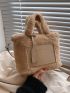 Letter Patch Fluffy Top Handle Bag