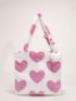 Fluffy Heart Pattern Shoulder Tote Bag