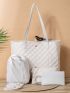 4pcs Quilted Tote Bag Set