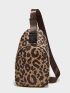 Leopard Pattern Release Buckle Decor Sling Bag