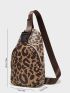 Leopard Pattern Release Buckle Decor Sling Bag