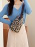 Leopard Pattern Release Buckle Decor Sling Bag