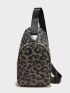 Leopard Release Buckle Decor Sling Bag