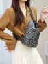 Leopard Release Buckle Decor Sling Bag