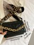 Chain Decor Textured Flap Square Bag