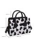 Mini Cow Pattern Fluffy Top Handle Bag