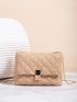 Minimalist Quilted Chain Flap Square Bag