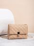 Minimalist Quilted Chain Flap Square Bag