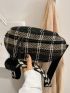 Pom-Pom Decor Plaid Pattern Waist Bag