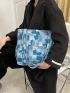 Plaid Pattern Shoulder Tote Bag