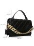 Chain Decor Quilted Satchel Bag