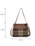 Plaid Splicing Design Bucket Bag