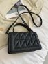 Quilted Embossed Push Lock Satchel Bag