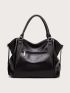 Litchi Embossed Top Handle Bag