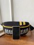 Letter Graphic Zip Fanny Pack