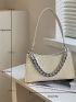 Crocodile Embossed Chain Decor Square Bag