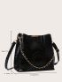 Crocodile Embossed Chain Bucket Bag