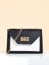 Mini Two Tone Toggle Lock Chain Square Bag