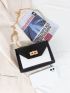 Mini Two Tone Toggle Lock Chain Square Bag