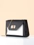 Mini Two Tone Toggle Lock Chain Square Bag