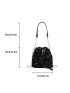 Mini Colorblock Allover Sequin Decor Drawstring Bucket Bag