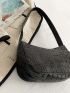 Crocodile Embossed Baguette Bag