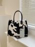 Cow Pattern Fluffy Tote Bag