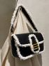 Fluffy Trim Flap Square Bag