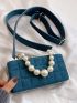 Faux Pearl Decor Textured Square Bag