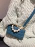 Faux Pearl Decor Textured Square Bag