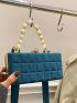 Faux Pearl Decor Textured Square Bag