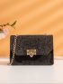 Mini Glitter Decor Flap Chain Crossbody Bag