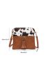 Cow Print Tassel Decor Dome Bag