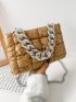 Quilted Pattern Chain Square Bag