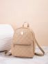 Quilted Pattern Zip Front Backpack