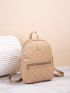 Quilted Pattern Zip Front Backpack