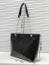 Crocodile Embossed Shoulder Tote Bag