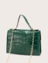 Mini Crocodile Embossed Flap Square Bag