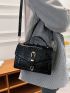 Buckle Decor Crocodile Embossed Square Bag