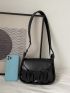 Studded Decor Flap Ruched Bag