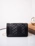 Chevron Flap Chain Crossbody Bag