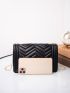 Chevron Flap Chain Crossbody Bag