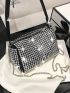 Mini Allover Rhinestone Decor Chain Square Bag