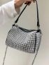 Mini Allover Rhinestone Decor Chain Square Bag