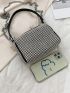 Mini Allover Rhinestone Decor Chain Square Bag