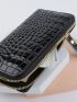 Crocodile Embossed Zip Around Long Wallet