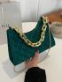 Velvet Quilted Chain Satchel Bag