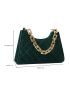 Velvet Quilted Chain Satchel Bag