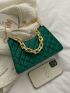 Velvet Quilted Chain Satchel Bag